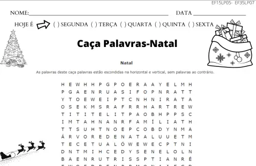 caça palavras de natal